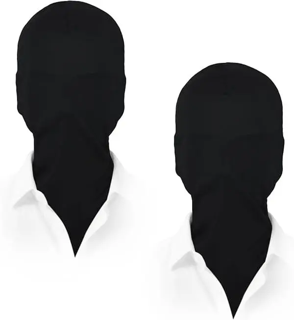 2 Pieces Black Full Face Mask Cover Faceless Skin Masks Halloween Spandex Adult Hood Mask for Unisex Cosplay