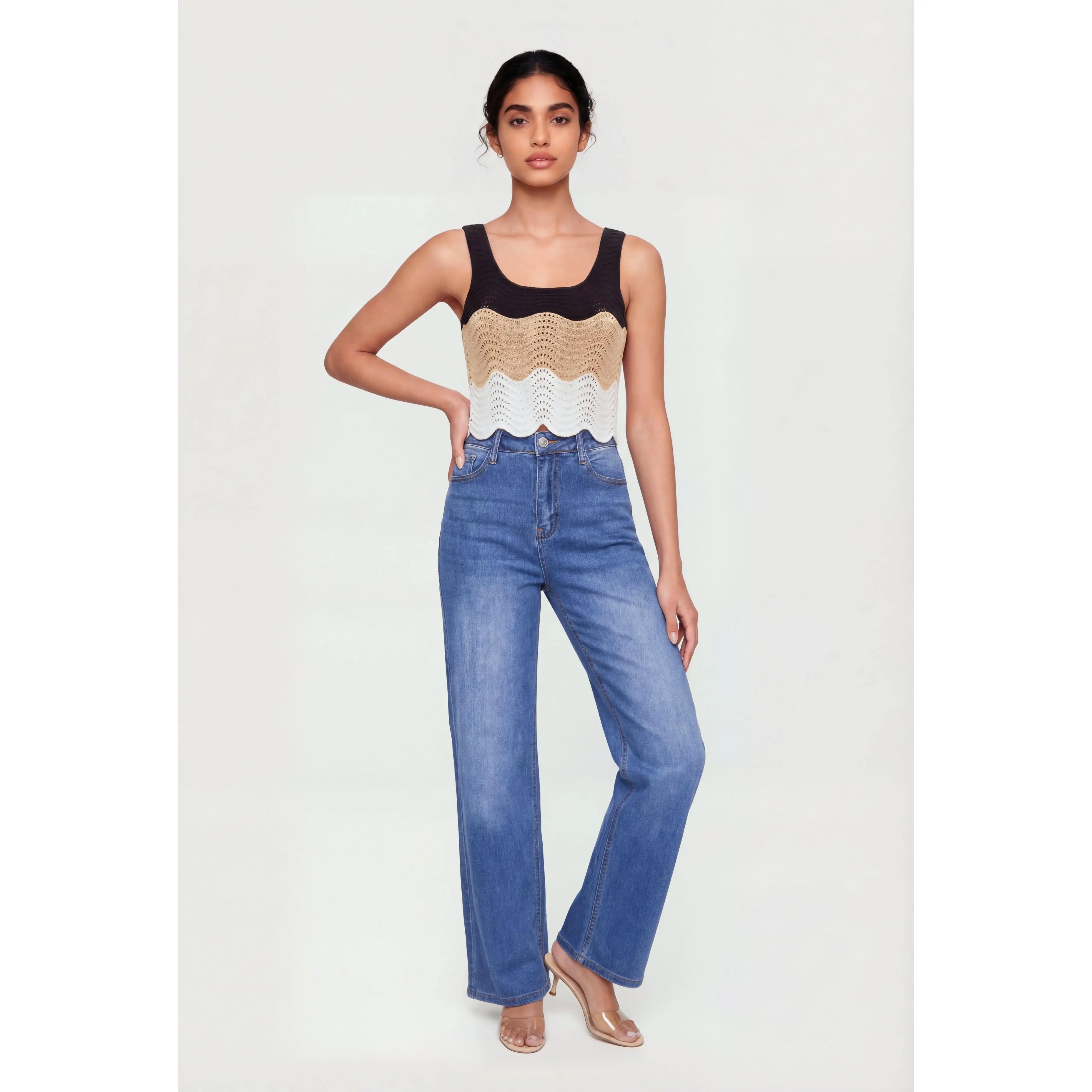 Color Blocked Crochet Crop Top