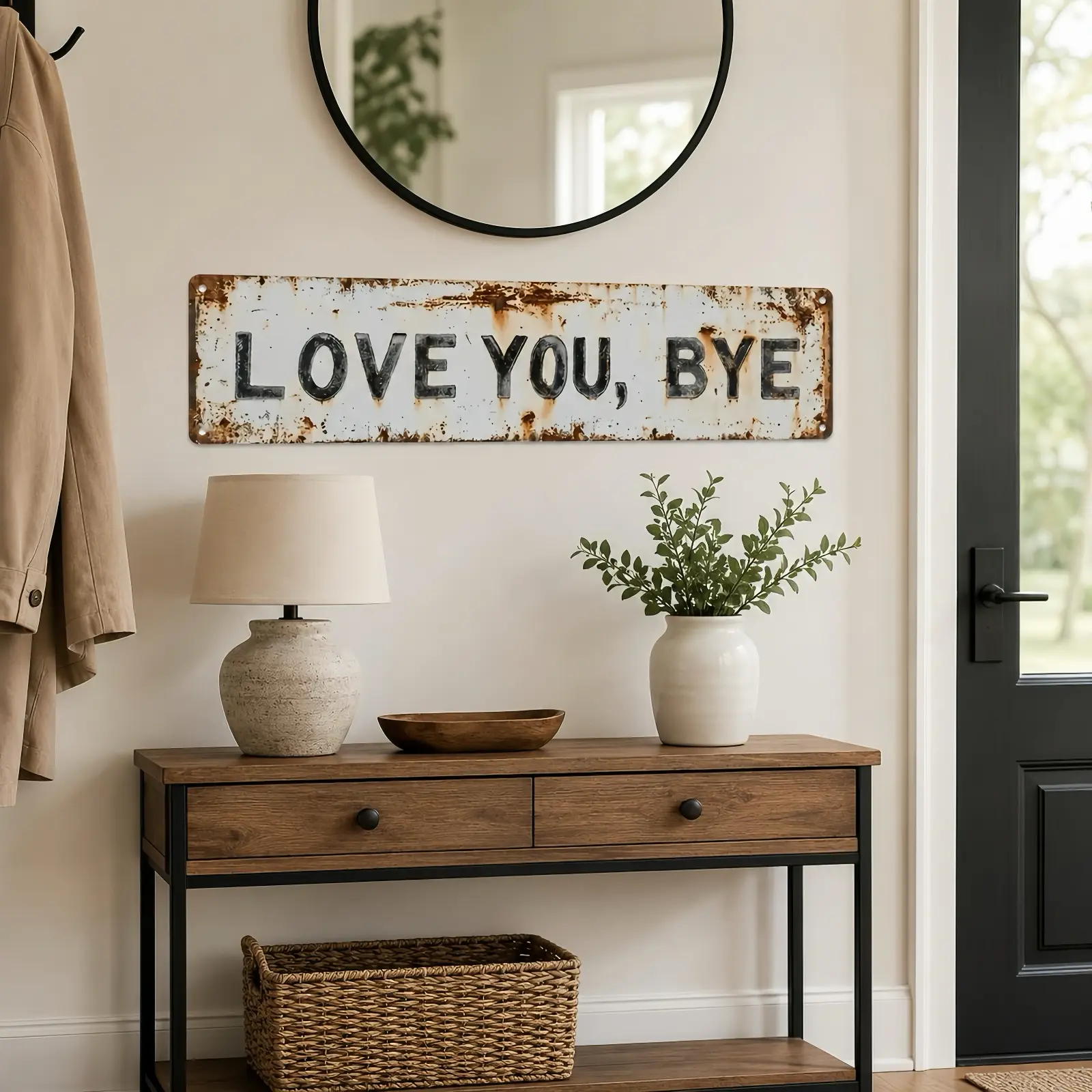 1PC, Aluminum - 16*4inch, "Love You Goodbye" Vintage Metal Sign, "Love You, Goodbye" Decorative Sign, Modern Love Theme Wall Art, Multi-functional Home Decoration Suitable for Entrance, Corridor, Room, Wedding Arrangement, Creative Road Sign