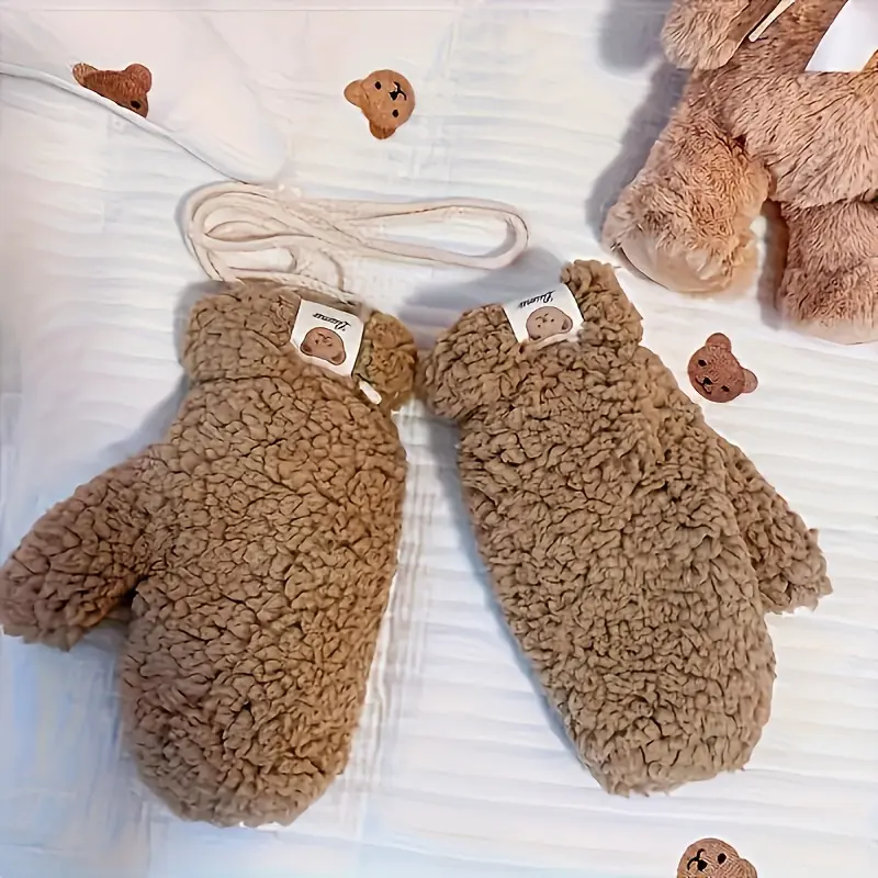Women's 100% Cashmere Mittens - Teddy Bear Elastic Winter Gloves with Cute Animal Pattern, 3 Color Options, Hand Wash/Dry Clean, Outdoor Cold Weather Cozy Fashion Accessories, Animals