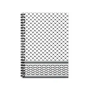 Kuffiyeh-Themed Ruled Line Spiral Notebook, Book Shaped Notebooks for Office Stationery Supplies