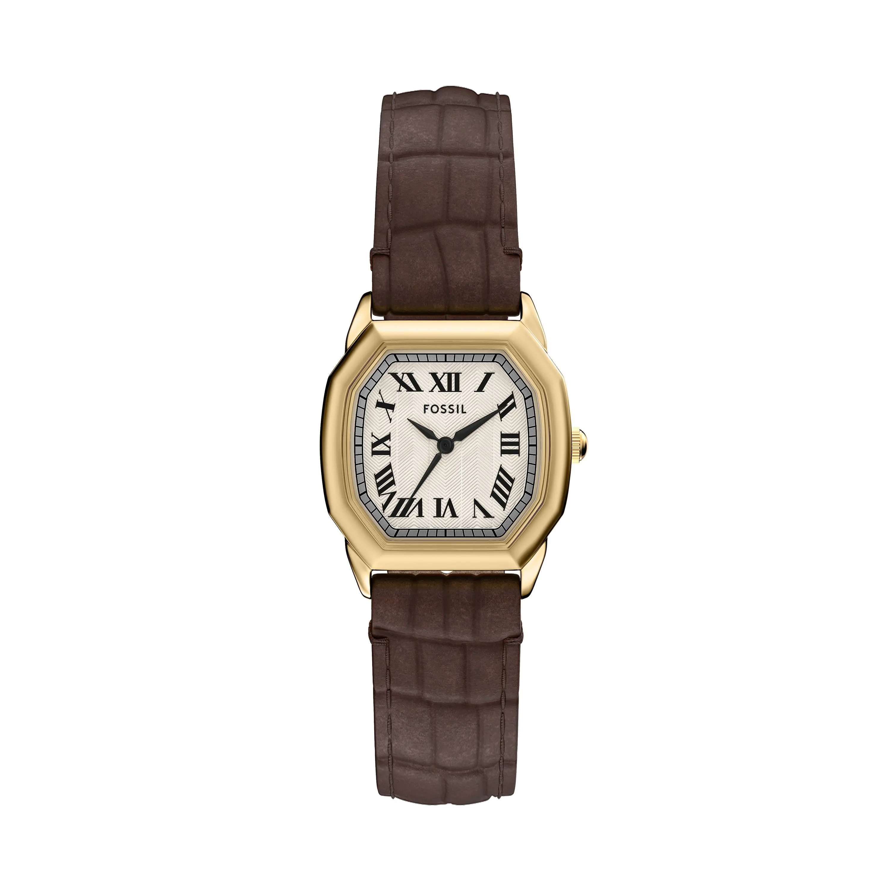 Fossil Women's Harlow Three-Hand Brown Croco Leather Watch