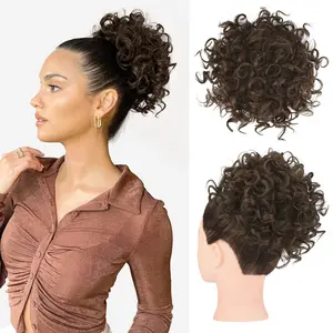 Messy Curly Bun Hairpiece, Natural Looking Faux Hair, Adjustable Drawstring for Easy Styling, Perfect for Casual or Formal Looks
