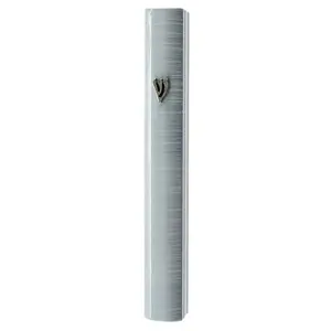 Metal with Plastic Coating Gray Pattern Classic Mezuzah Case, 5.5"