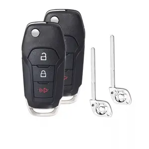 Set of Two 3 Buttons Remote Flip Key Shell Compatible with Ford 2015- 2024 FCC ID: N5F-A08TAA, A08TBB IC: 3248-A08TAA PN: 164-R8130, 5923667 (No Electronics or Circuit Board are Included.)