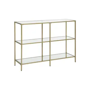 VASAGLE 39.4 Inch Console Table with 3 Shelves, Sofa Table, Entryway Table, Metal Frame, Tempered Glass Shelf, Modern Style