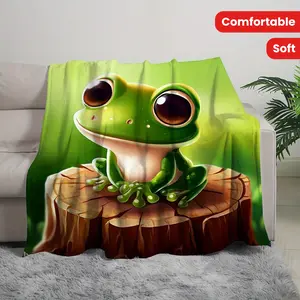 Digital Printed Blanket Frog Pattern Blanket Soft Fluffy Comfortable Blanket Gift Colorful Novelty Blanket Suitable For Bed, Sofa, Winter Bedding Supplies