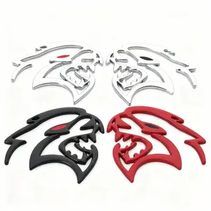 Hugexpen 2pcs Metal Car Logo for SRT Models with Red Eyes Durable Stylish Auto Emblem Alloy Material
