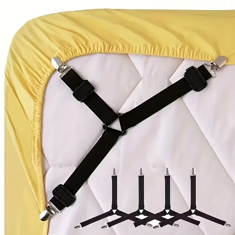 Adjustable Bed Sheet Clips, Mattress Tablecloth Fasteners, Elastic Tie Straps, Non-Slip Buckles, Sofa Pad Securements, Locking Sheet Fasteners, 8/4 Pieces Set, Bed Sheet Holders, Bed Sheet Grippers