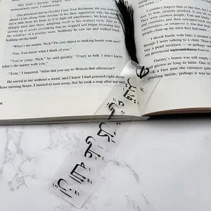 Acrylic Quran Bookmark Set with Tassel, Transparent Arabic Design for Readers, Perfect Gift for Office and Home Use