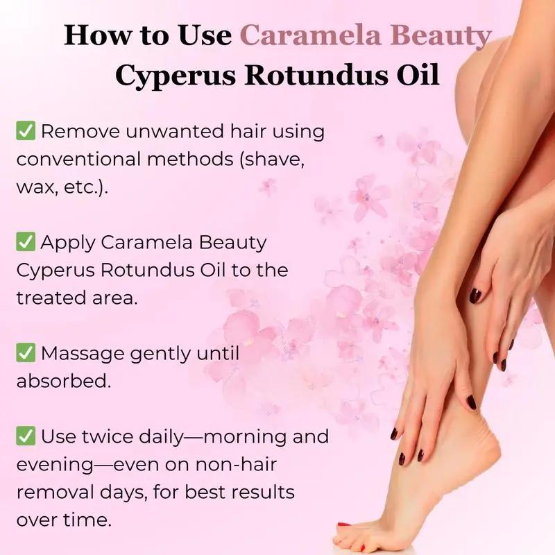 Caramela Beauty 60ml Cyperus Rotundus Oil – Natural Gentle Hair Inhibitor & Soothing Skin Care Serum for Long-Lasting Smoothness