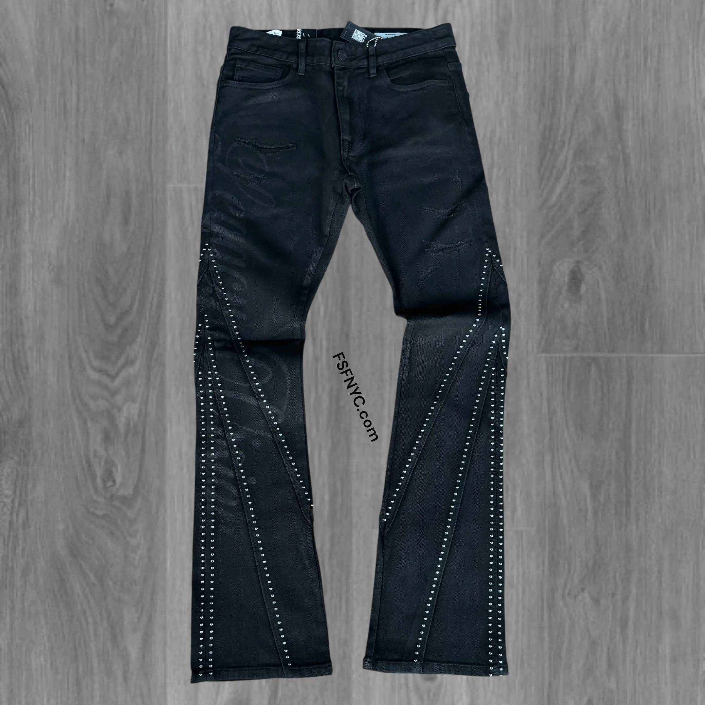 Rise - Flare Studded Denim - Black - 25637 Rise - Flare Studded Denim - Black - 25637