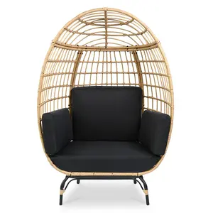 Wicker Egg Chair for Relaxing, Sturdy Steel Frame, Woven Texture