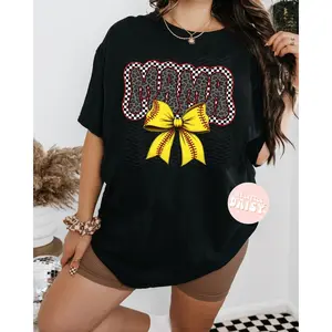 mama softball bow, softball mama, sports mama shirt/sweatshirt