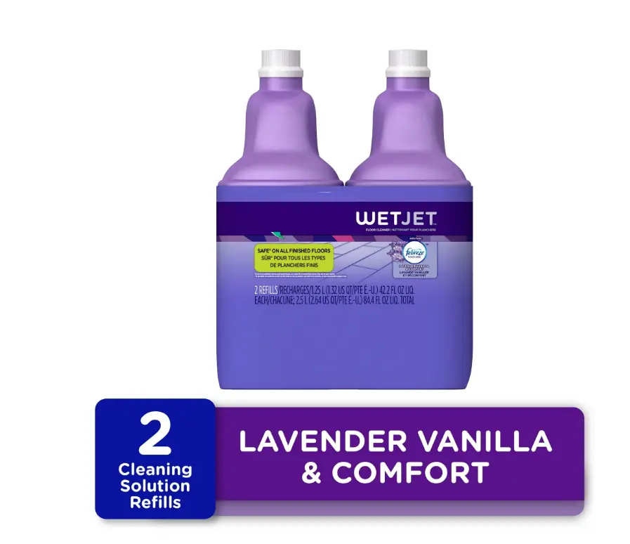 WetJet Mop Refill Solution, Floor Cleaner for Wood, Laminate, Tile, Lavender, 42.2 oz, 2 Pack