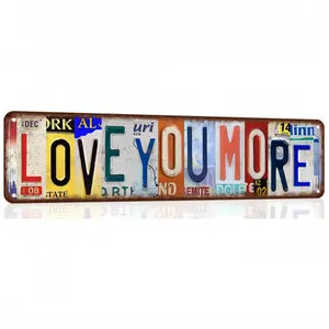 Vintage Love You More Wall Decor Metal Tin Sign, Retro Street Style Aluminum Wall Sign for Home, Bar, Coffee Room, 16 × 4 Inches