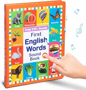 New My First English Words Sound Book Toy, English Learning Talking Book, 470+ Words, 21 Themes, Press to Learn Phonics, Interactive Educational Books for 3 Year Olds A