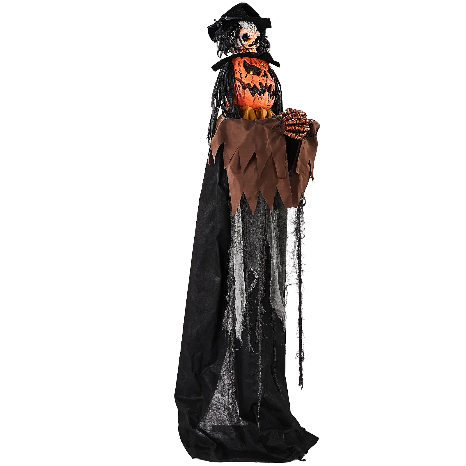 Ubesgoo 6ft Skeleton-Headed Pumpkin Man Halloween Decoration Ornaments, Sound-Activated, Orange LED Lights, Bullet Shape, Ghost Sound Effect, Battery-Operated (Batteries Not Included) for Room Decorations