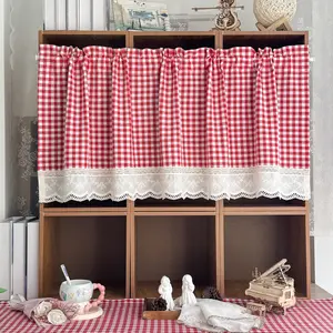 Buffalo Check Valance Window Curtains -Red & White Plaid Cotton-polyester Woven Valance- Soft Clothing Fabric Light Filtering Farmhouse Gingham Kitchen Curtain for Bedroom Living & Dining Room Home Decor