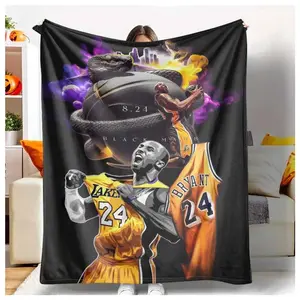 Kobe Bryant Flannel Blanket, Black Mamba Basketball Snake Element, Lightweight, Super Soft, Warm, Cozy, and Durable, Perfect for Watching Sports, Bedroom, Living Room, Office, Travel Gift.