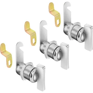 3Pcs 1-1/8" Silver Thumb Operated Keyless RV Locks for Storage Door, Compartment Door and Cabinet Locks