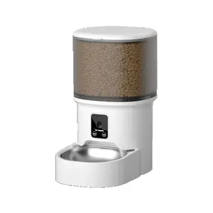 Smart pet feeder with scheduled feeding, remote voice control, and video feature for home use