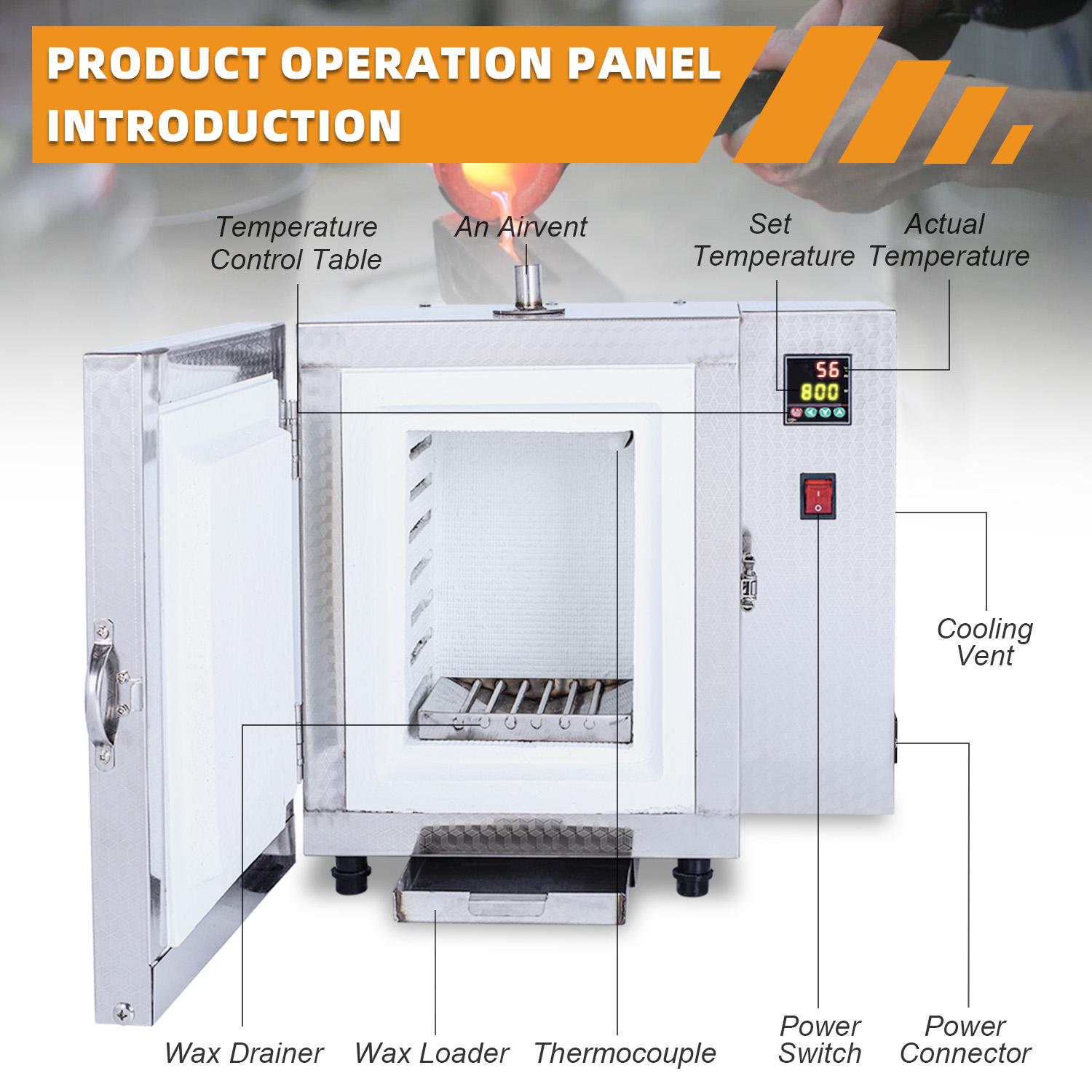 110V 1500W Jewelry Kiln Furnace With Digital Display- 800℃ Programmable Segmented Temperature Control Muffle Oven for Metal Casting, Enameling & Jewelry Making 110V 1500W Jewelry Kiln Furnace With Digital Display- 800℃ Programmable Segmented Temperature Control Muffle Oven for Metal Casting, Enameling & Jewelry Making