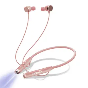 Jarvis3k Flashlight Wireless Headphones Neck Reading Light Bluetooth HQ Sound USB-C Fast Charging Long Battery Life Use Anytime Anywhere (Pink) Audio Earphones Electronic Headset Earbud
