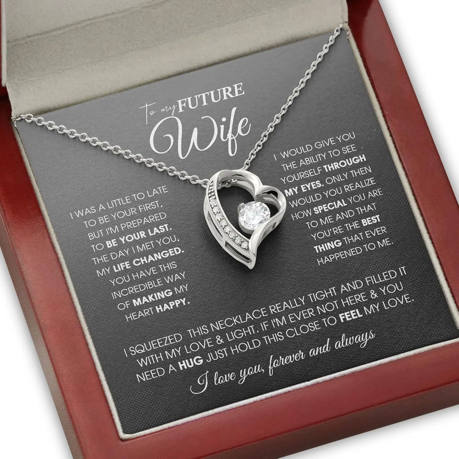 Heart Necklace for Future Wife, Forever Love Gold-Finish Pendant with Cubic Zirconia, Adjustable Chain, Meaningful Birthday or Valentines Day Gift, Chain Pendant, Birthday Gift Ideas, Heart Necklaces, Meaningful Gifts