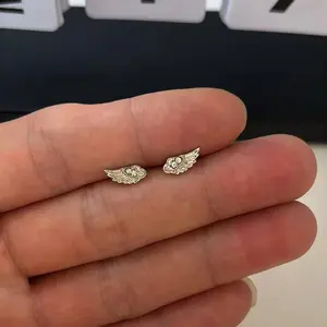 Small Angel Wings Stud Earrings for Men Women Streetwear Punk Hip Hop Unisex Style
