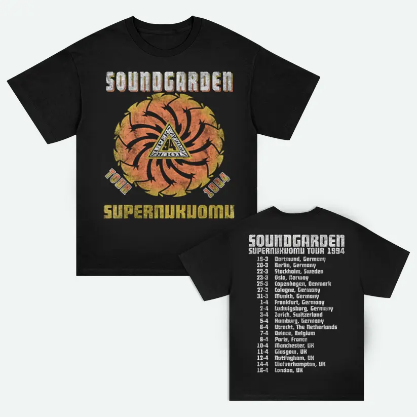 Soundgarden Unisex T-Shirt Superunknown Tour '94 Front Back Print Music Tour T-Shirt