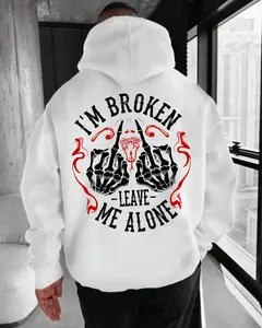 I’m Broken Leave Me Alone Hoodie – Dark Humor Skull Graphic T Shirt for Men – Savage Attitude Sweatshirt