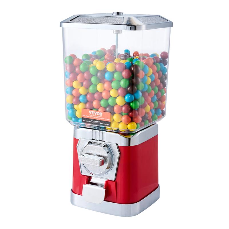 VEVOR Gumball Machine for Kids, TikTokShopBlackFriday, 17"H Home Candy Vending Machine, PC Gumball Dispenser, Bubble Gum Machine for Game Stores, Coin Operated Gumball Bank for Toy Capsules Bouncy Balls Candy, Red