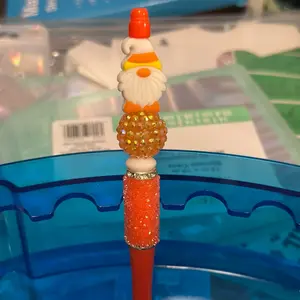 Candy corn gnome beaded pen