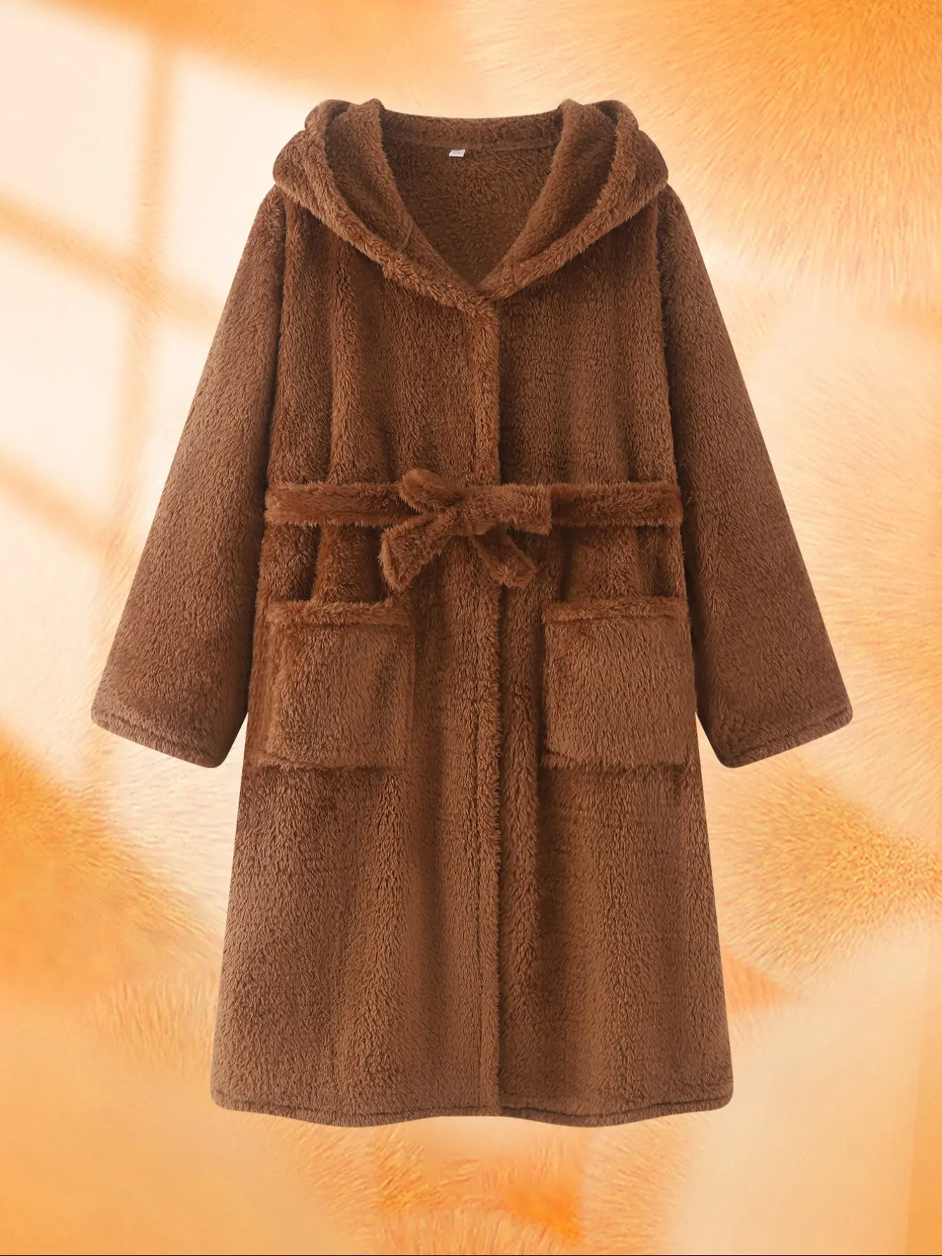 ladies fitted dressing gown Women's Hooded Bathrobe Sleepwear, Soft Warm Long Sleeve Robe for Fall & Winter, Elegant Home Wear with Waist Belt, Nightgown Sleepwear reg. price