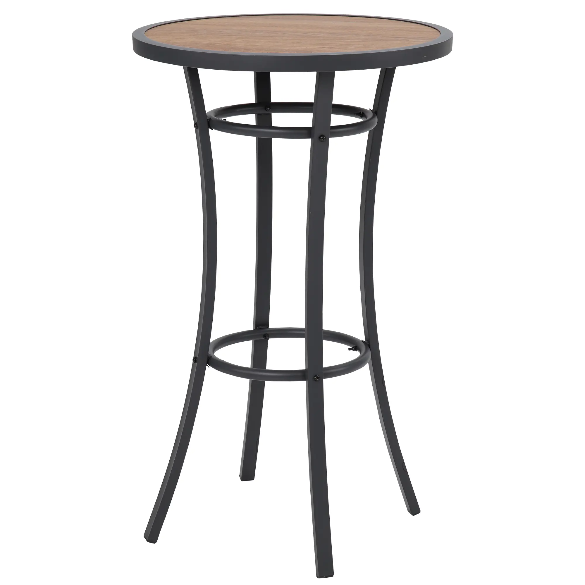 NAGA BAHNA Outdoor Bar Height Bistro Table, 40-Inch Patio Bar Table with Wooden-Like Table Top & Metal Frame