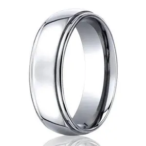 Designer Cobalt Chrome Men's Wedding Band, Polished Finish- 7mm