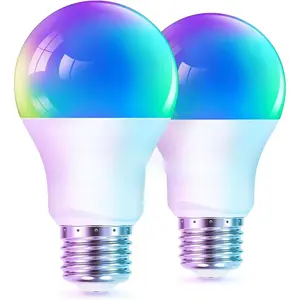 Matter Smart Light Bulb, Smart Bulbs Work with Apple Home/Siri/Alexa/Google Home/SmartThings, LED Color Changing Light Music Sync RGTBW, Smart Home, 60W 800LM A19 E26 2.4Ghz WiFi Only, 2 Pack