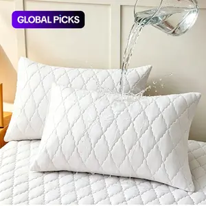 100% Waterproof Pillow Protector 2 Pack, Super Double Waterproof Quilted Pillowcase with Secure Envelope Closure,Dust proof Stain Resistant Pillow Encasement for Standard/Queen/King Size Pillows, Machine Washable, Durable