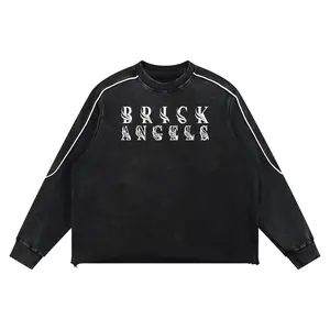 BAC Mineral Wash Piping Raw Hem Sweatshirt White Logo