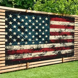 1pc Vintage-Style American Flag Backdrop Banner - 243.84x182.88cm Distressed Polyester Background Cloth, Perfect for Party Decor & Photography, Indoor/Outdoor Use, No Power Needed