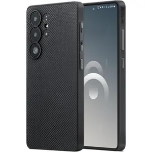 pitaka for Samsung Galaxy S25 Ultra Case, 6.9 Inch, Compatible with MagSafe, Protective S25 Ultra Case, 1500D Aramid Fiber Made [PinButton] Black/Gray