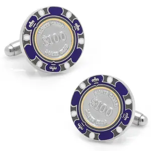 Poker Chip $100 Purple Cufflinks