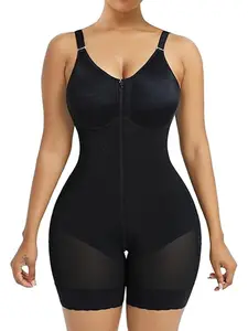 Women's Solid Adjustable Zipper Shapewear Romper, Tummy Control Butt Lifter Body Shaper, Women's Shapewear for Daily Wear