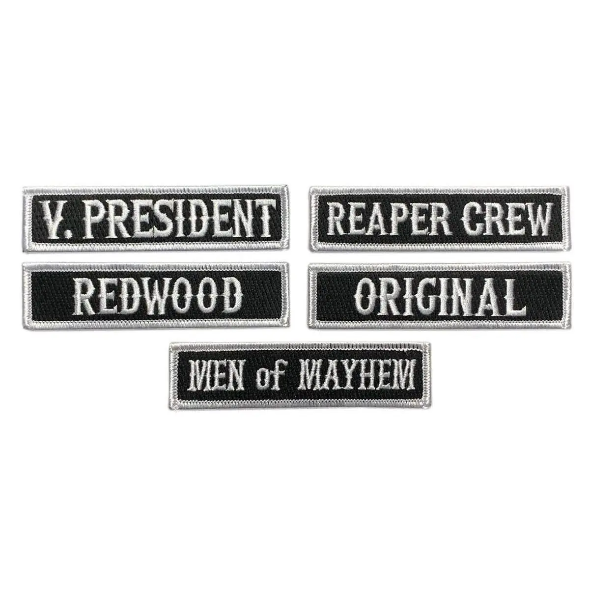 Officer Title Rank Vest Patches VP MC Biker Club Patch Set (5pc-Iron On Sew on -RC9)