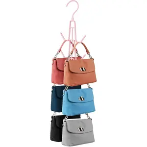 Purse Hanger Organizer for Closet, Hanging Bag Holder, Keeping Purses Visible and in Good Condition, Metal Handbag Storage Hook Backpack Rack Space Saving Hanger, Pink