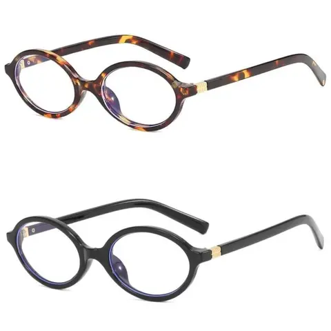 Women's Vintage Blue Light Blocking Eyewear 2-Pack - Small Oval Shape Plastic PC Frame, AC Lenses, Universal Fit, Blocks Harmful Blue Light, Reduces Eye Fatigue for Screen Time, Home Office Use