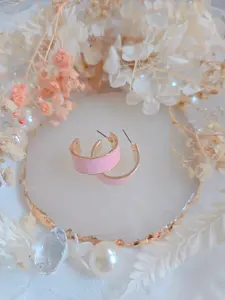 PINKme Pink Blue Coral Gold Hoop Small 0.8" Earring - Modern Style and Versatile for Any Occasion