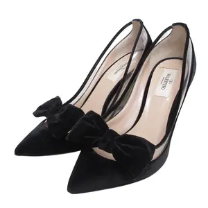 Pre-owned Valentino Suede calfskin Small Leather Goods Garavani Ribbon Velour Pumps
