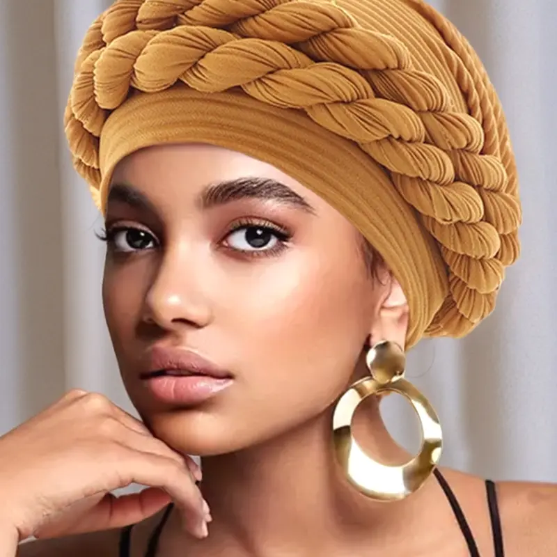 Women’s Solid Color Knitted Turban Hat, Ethnic Style Hijab, Twisted Headscarf, Head Scarf Turbans, Head Wrap Turban, Muslim Turban for Daily Wear & Party